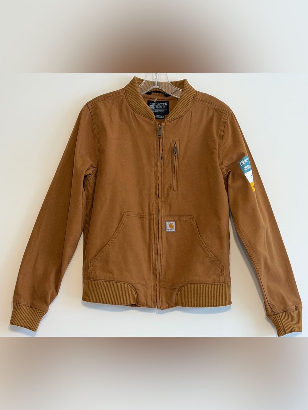 Carhartt Womenโs Rugged Flex Canvas Bomber Brown Small NWOT